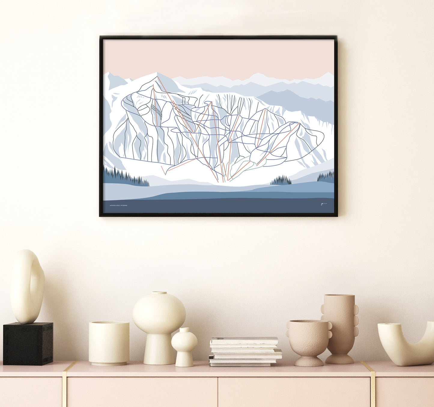 jackson hole trail map art