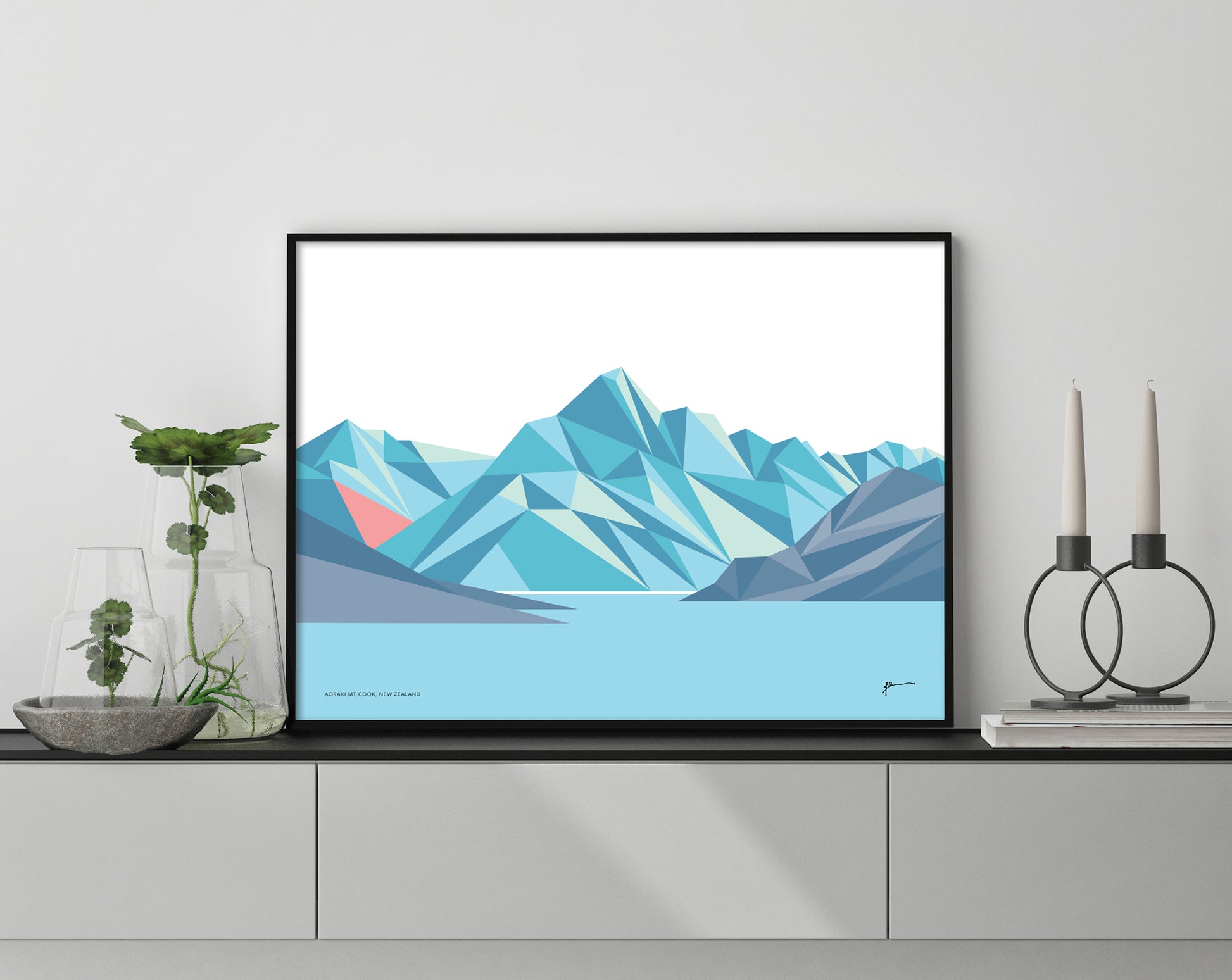 mt cook geometric NZ art print by bridget hall