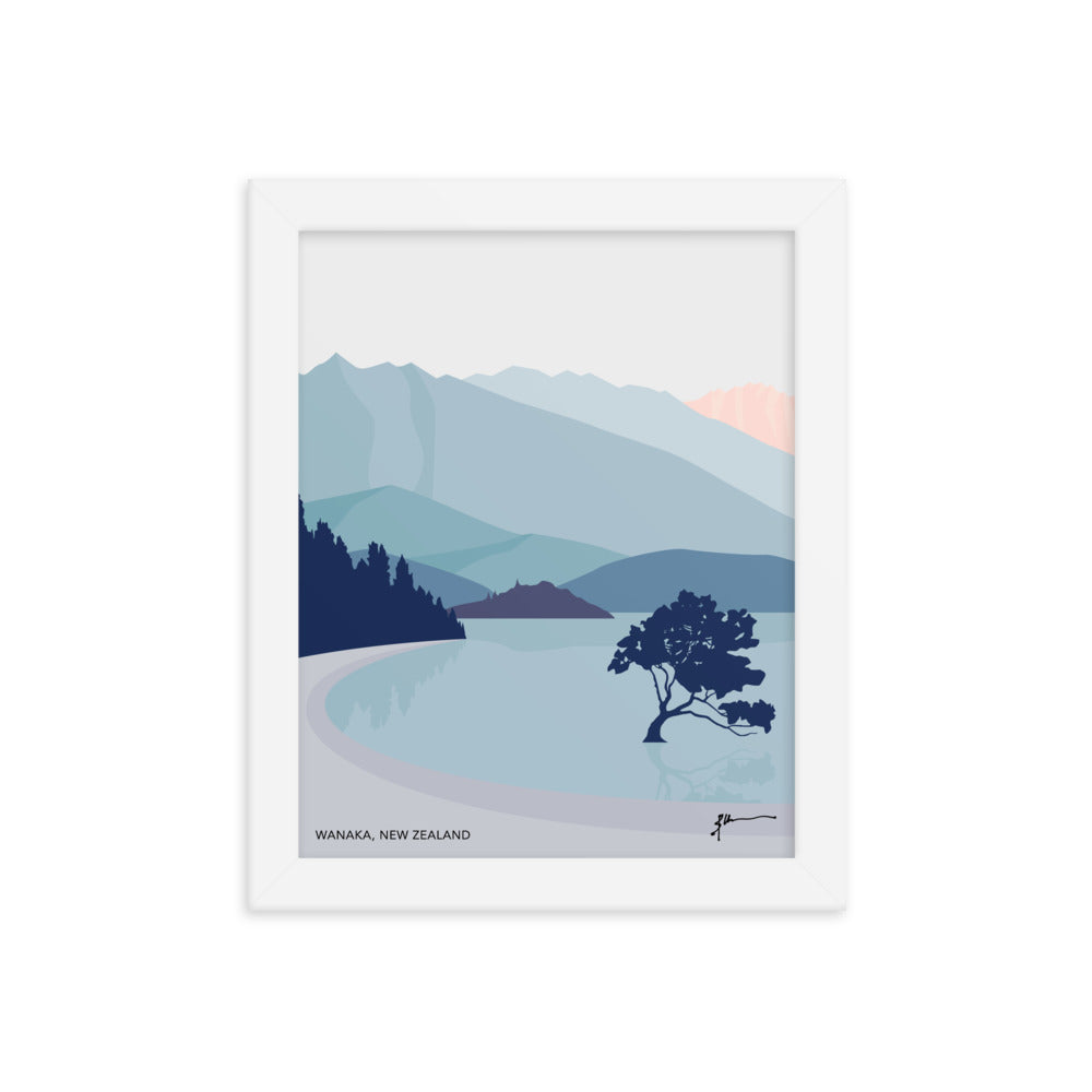 Wanaka Tree New Zealand Art Print. Vertical Blue Palette #thatwanakatree